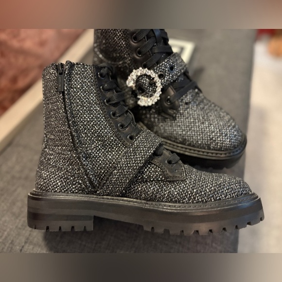 Jimmy Choo Glistening Tweed Embellished Flat Ankle Boots NWOT SZ36.5 US SZ 6.5 - Picture 6 of 12